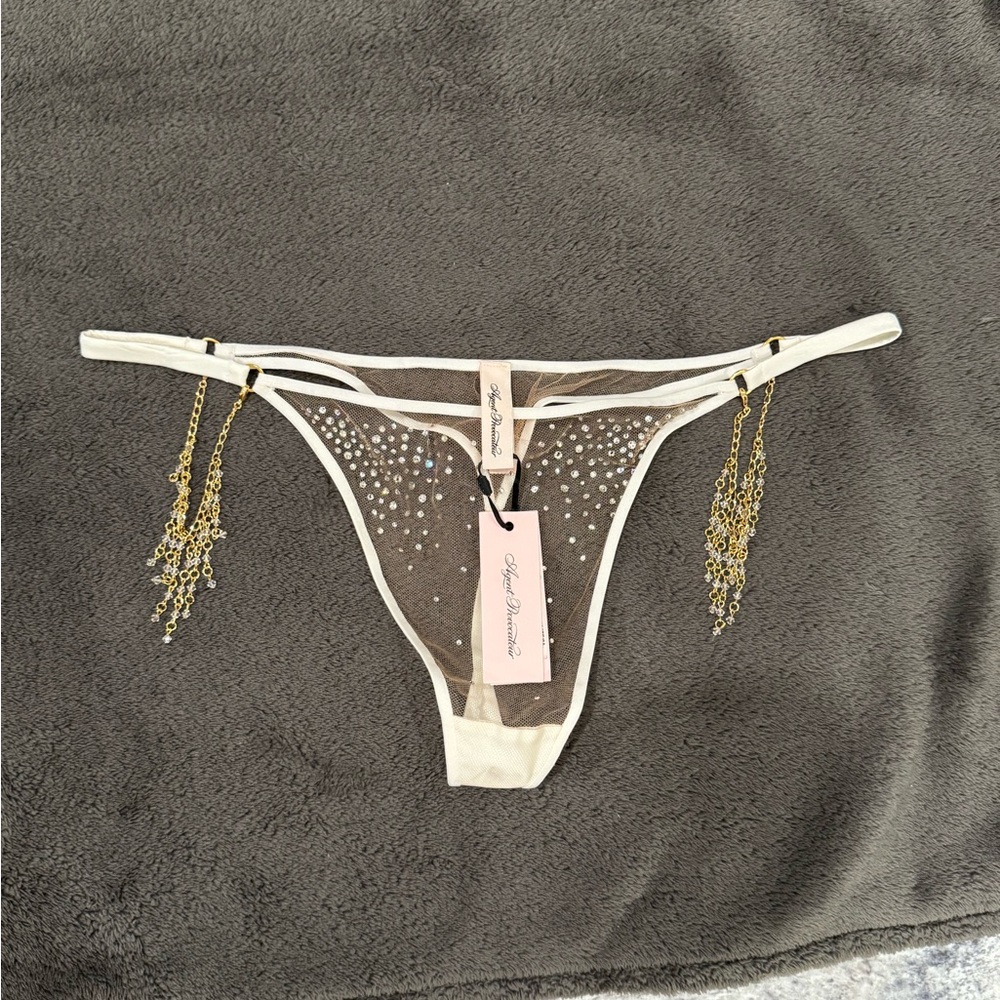 Agent Provocateur Solar Swarovski Crystal Thong White/Sand Size L/5 Brand NWT - Picture 5 of 10